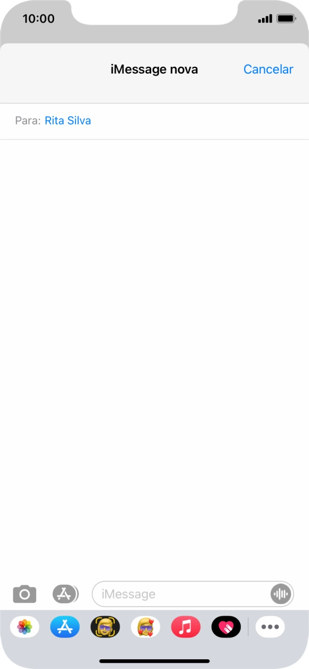 Também é possível enviar imagens, vídeo, audio e diferentes efeitos na iMessage. Siga as indicações no ecrã para enviar a iMessage com o conteúdo pretendido.