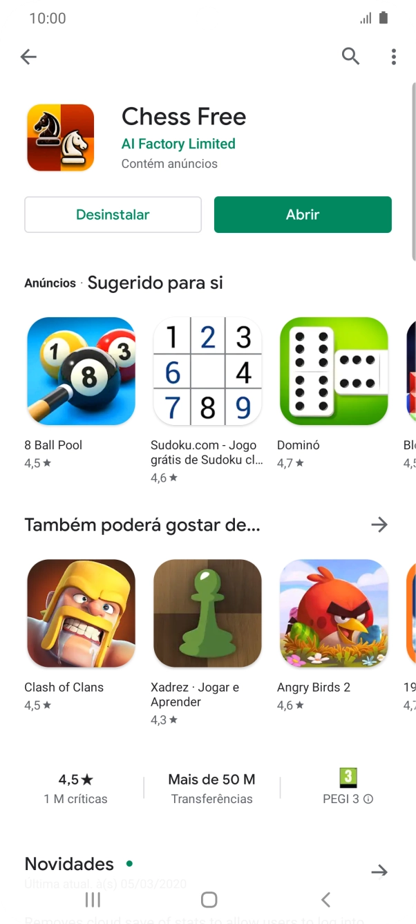 Prima a tecla de início para terminar e voltar ao ecrã inicial.