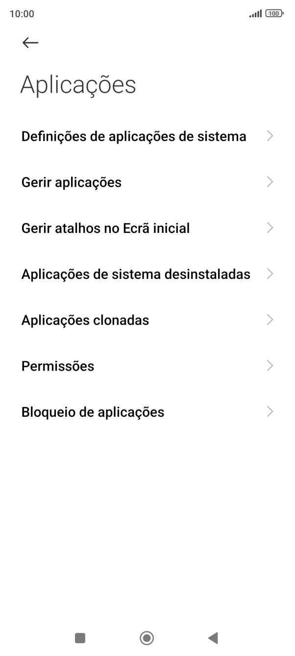 Prima Gerir aplicações.