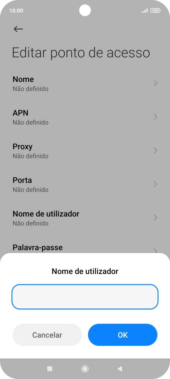 Introduza vodafone e prima OK.