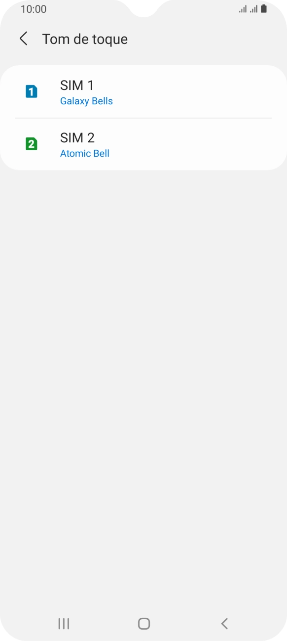 Prima o cartão SIM pretendido.