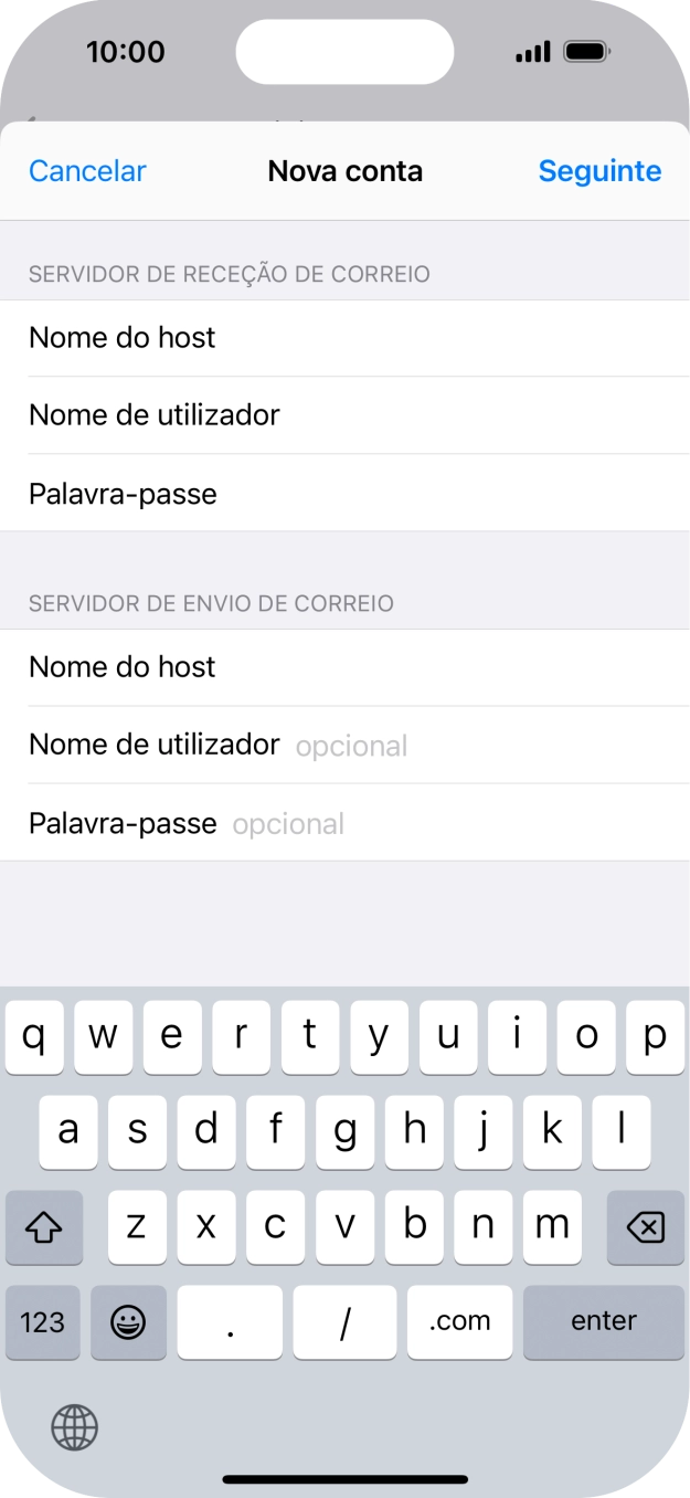 Prima Nome de utilizador e introduza o nome de utilizador da sua conta de e-mail na Vodafone.