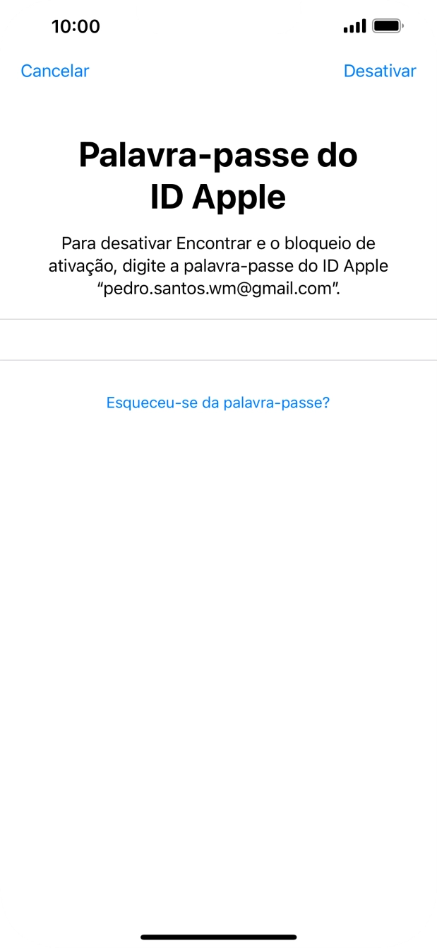Introduza a password do ID Apple e prima Desactivar.