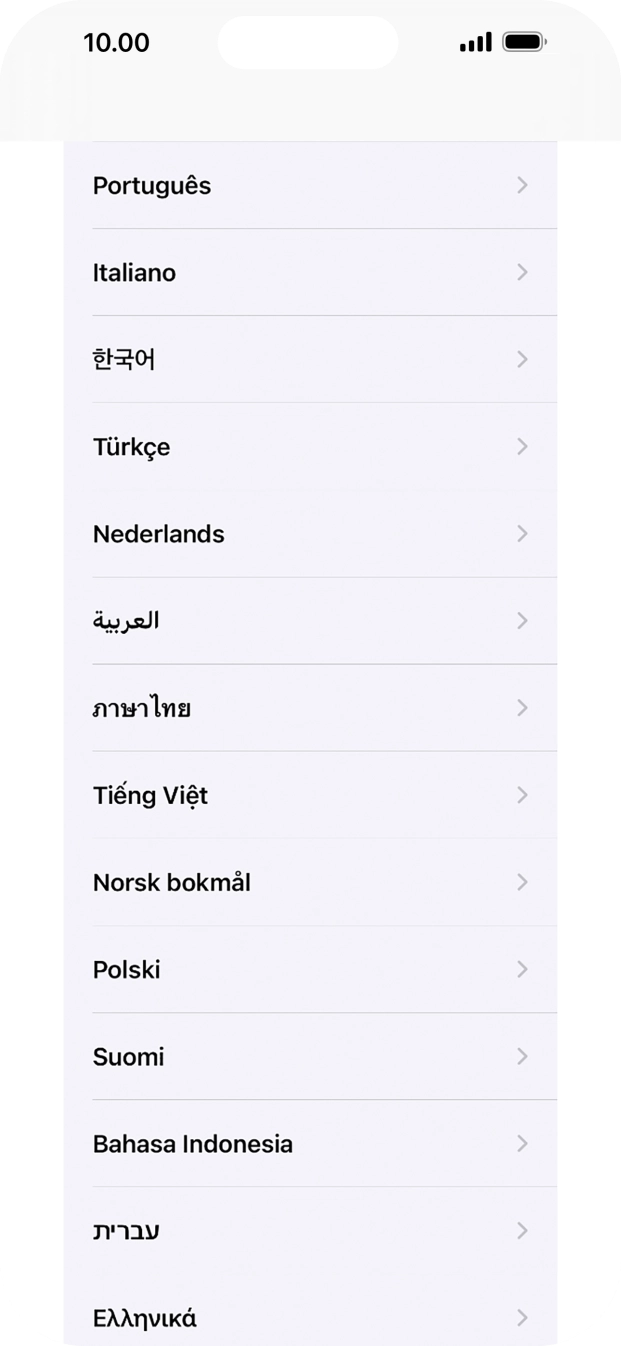 Prima o idioma pretendido.