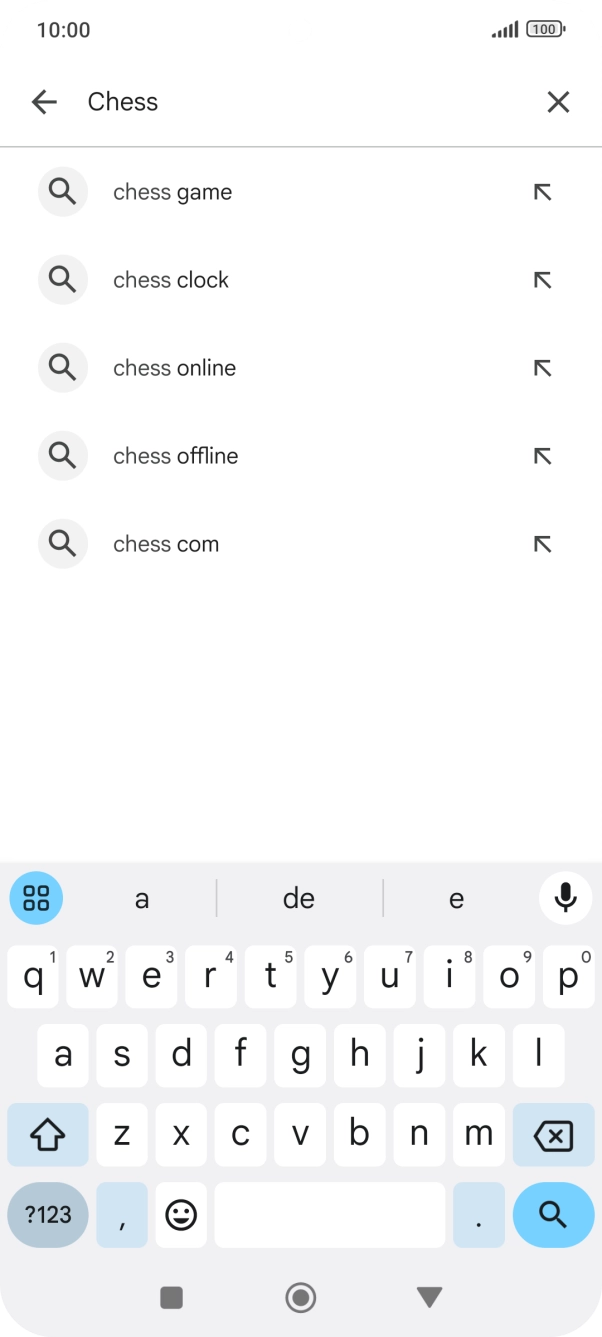 Introduza o nome ou categoria da app pretendida e prima o ícone para pesquisar.