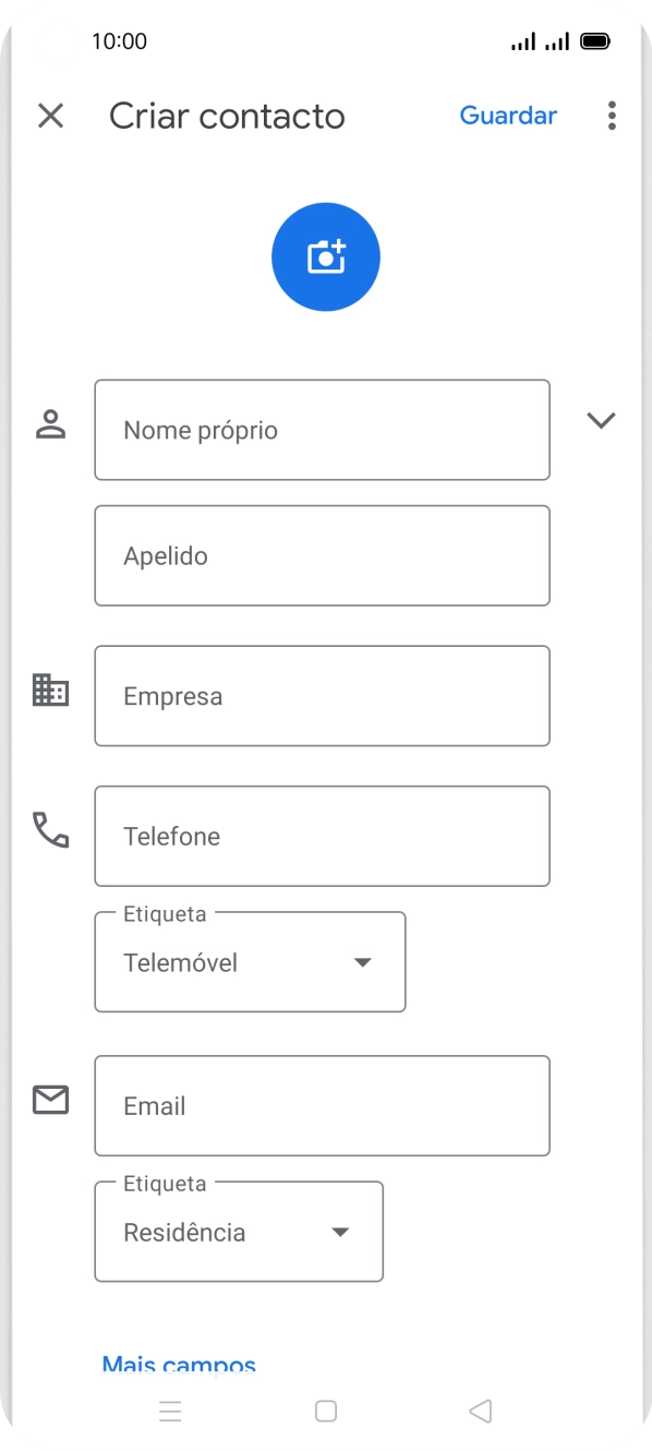 Prima Nome próprio e introduza o nome pretendido.