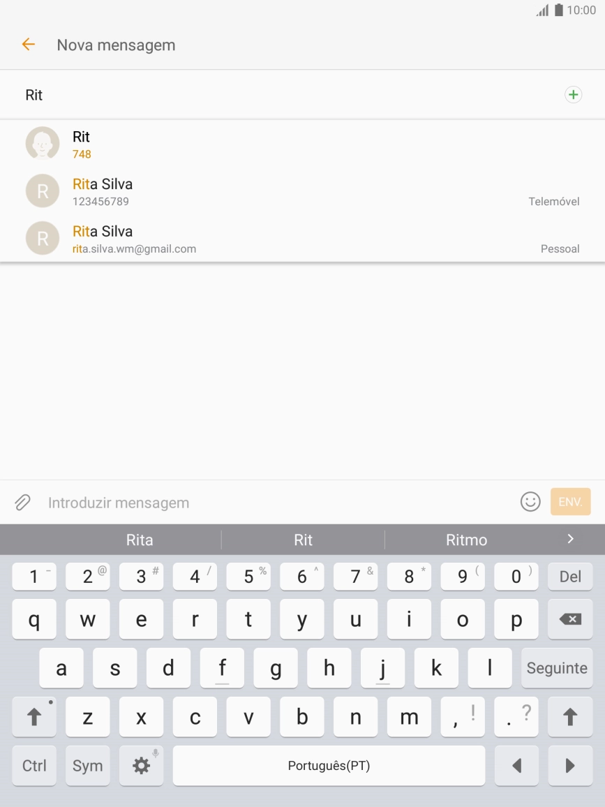 Prima o contacto pretendido.