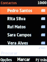 Prima a tecla de seleção esquerda.