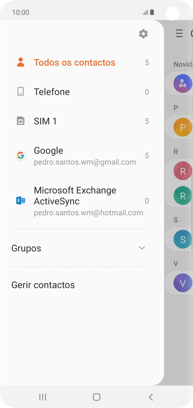 Prima Gerir contactos.