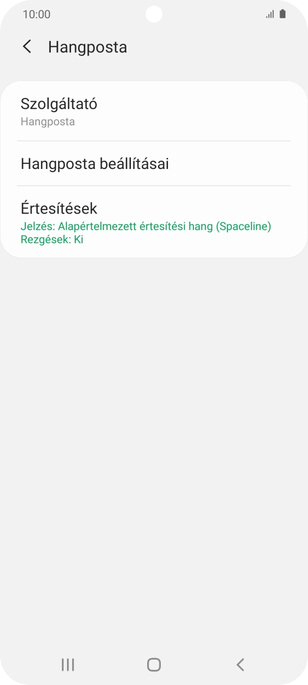 Válaszd a Hangposta beállításai lehetőséget.