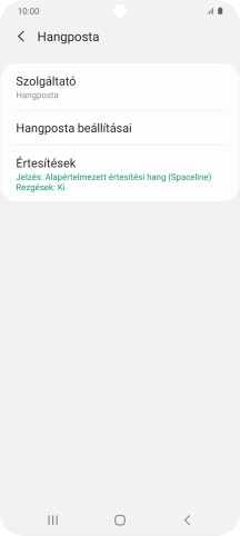 Válaszd a Hangposta beállításai lehetőséget.