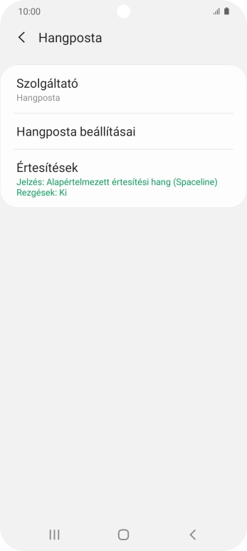 Válaszd a Hangposta beállításai lehetőséget.