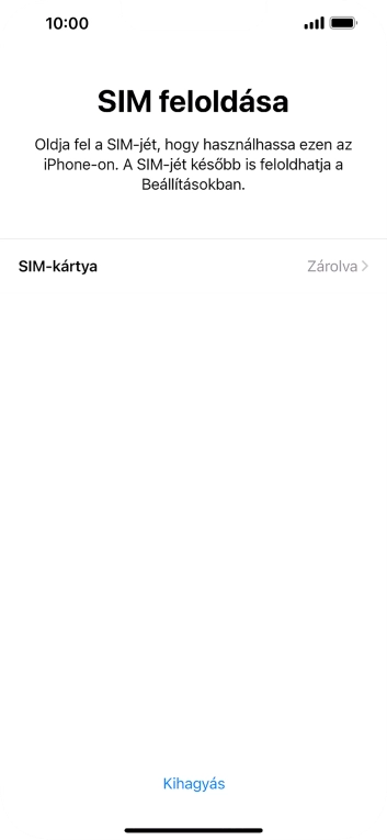 Válaszd a SIM-kártya lehetőséget.