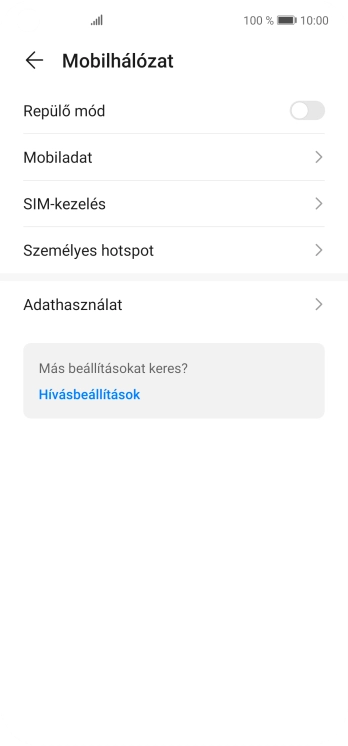 Válaszd a Mobiladat lehetőséget.