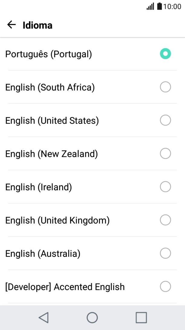 Prima o idioma pretendido.