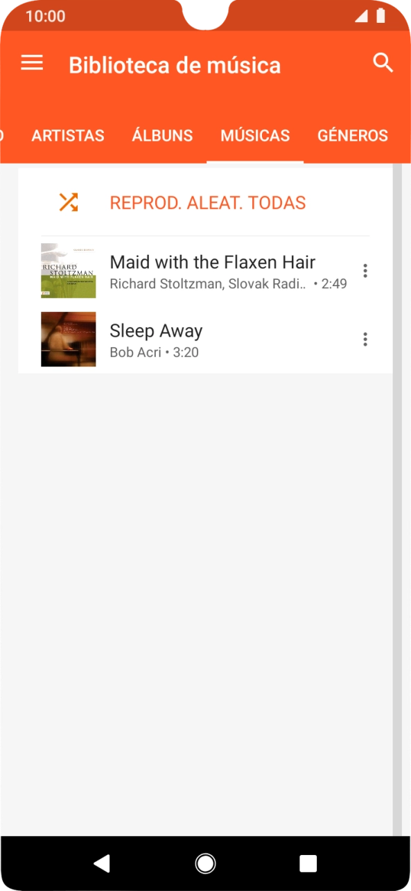Prima o ficheiro de música pretendido.