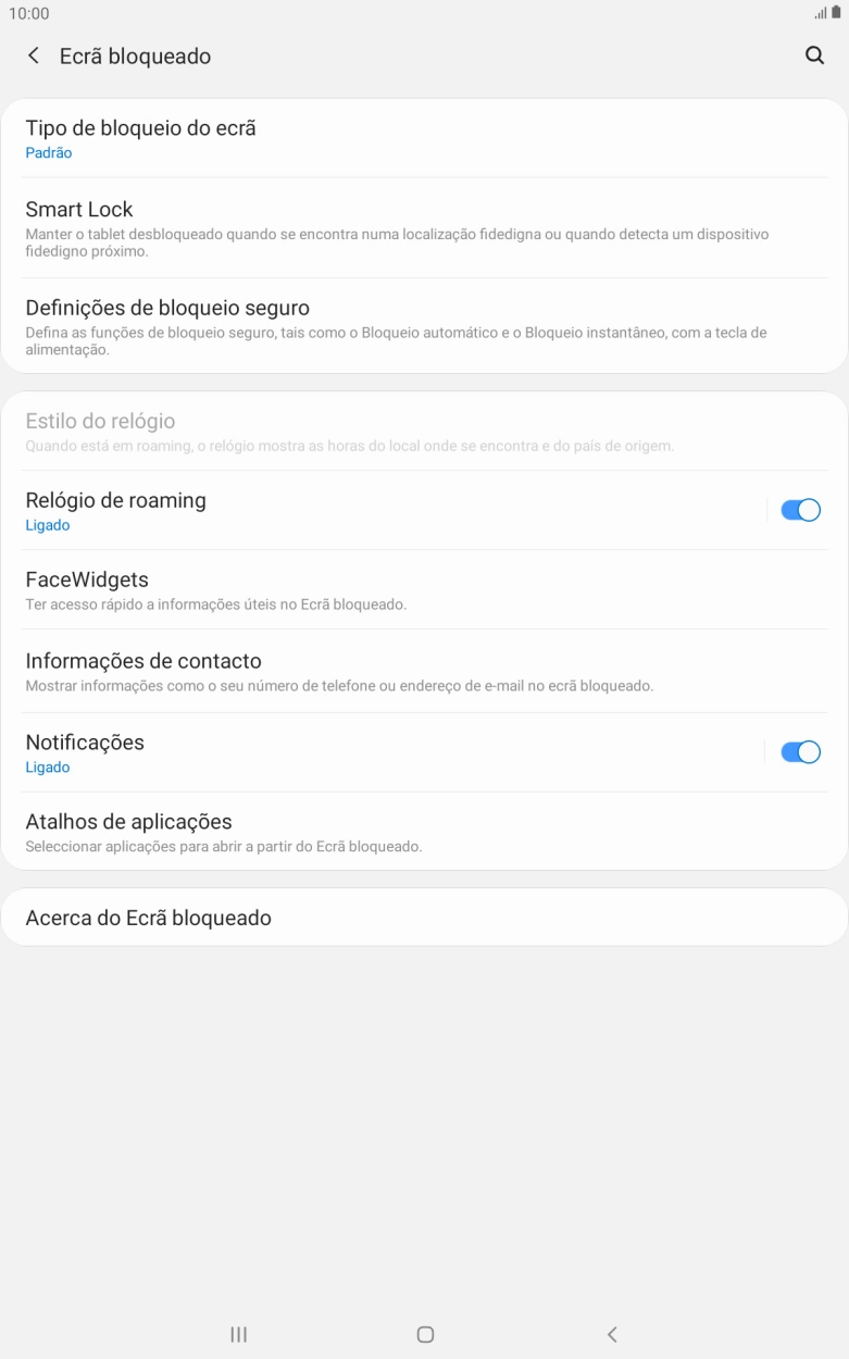 Prima Tipo de bloqueio do ecrã e introduza o código de bloqueio.