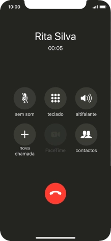 Prima o ícone para terminar chamada para terminar a chamada.