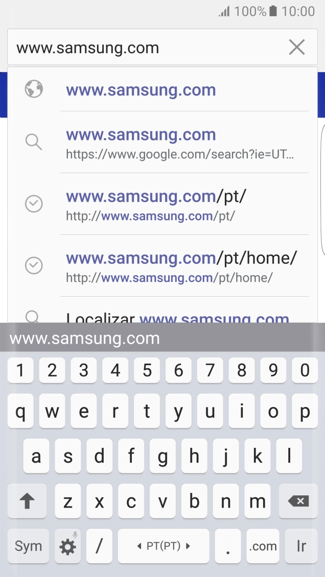 Introduza o endereço da página de Internet pretendida e prima Ir.