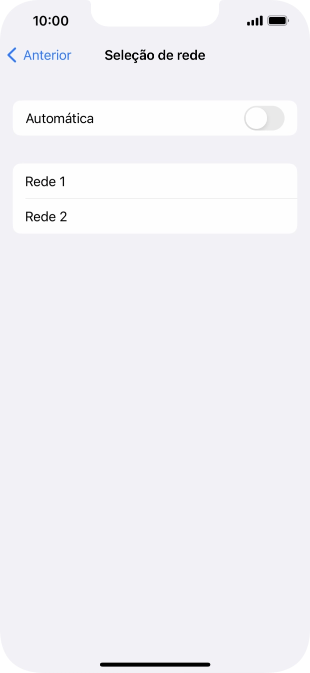 Se desativar a função, prima a rede pretendida.