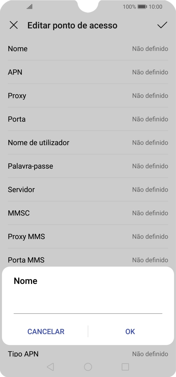 Introduza Vodafone Internet e prima OK.