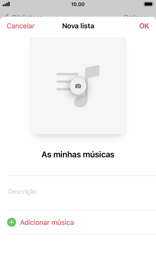 Prima Adicionar música.