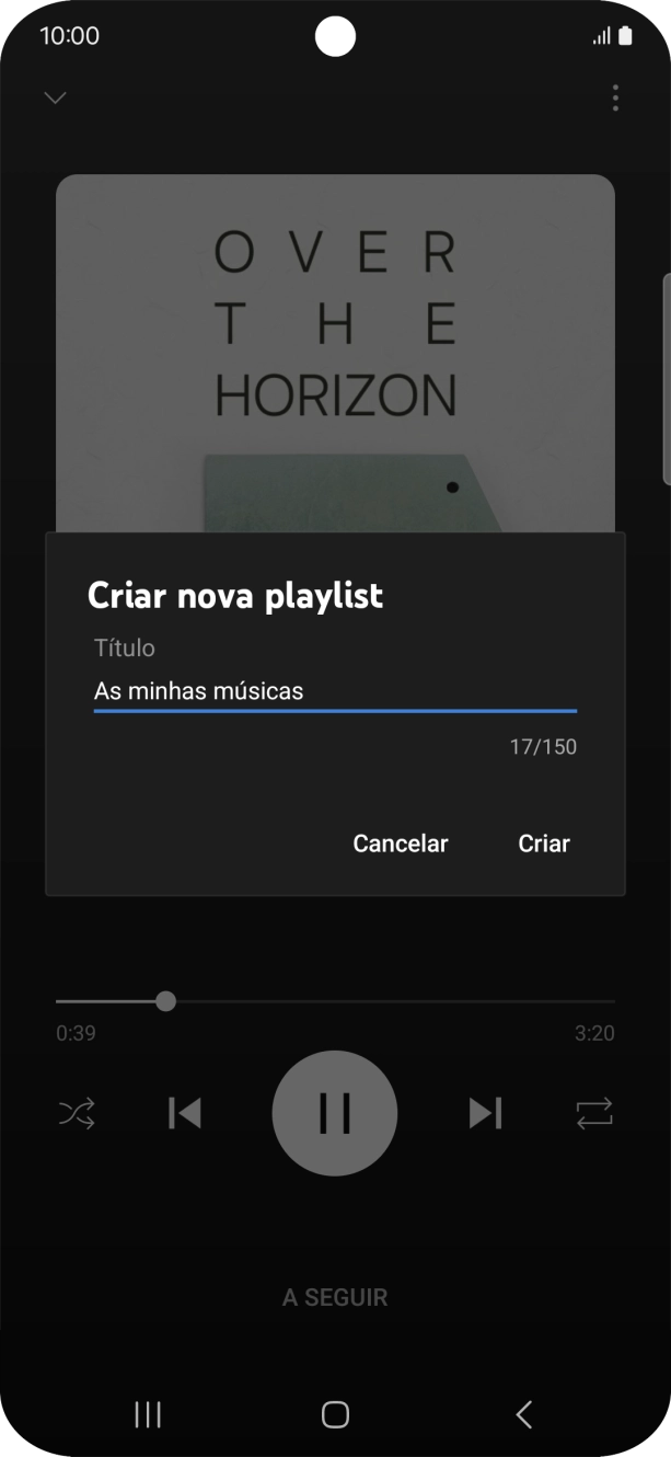 Introduza o nome pretendido para a lista de reprodução e prima Criar.