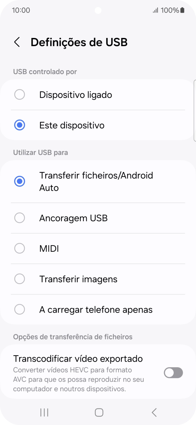 Prima Transferir ficheiros/Android Auto.