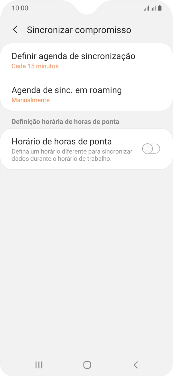 Prima Definir agenda de sincronização.