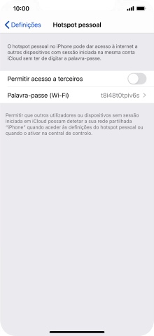 Prima Palavra-passe (Wi-Fi) e introduza a password pretendida.