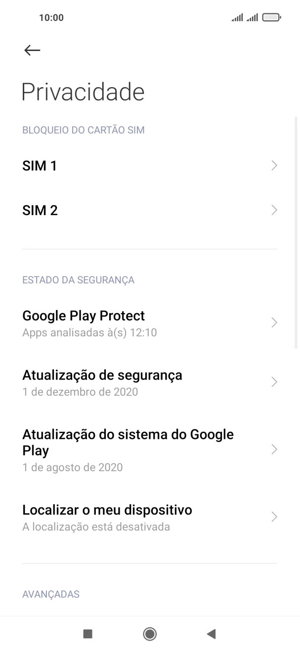 Prima o nome do cartão SIM.