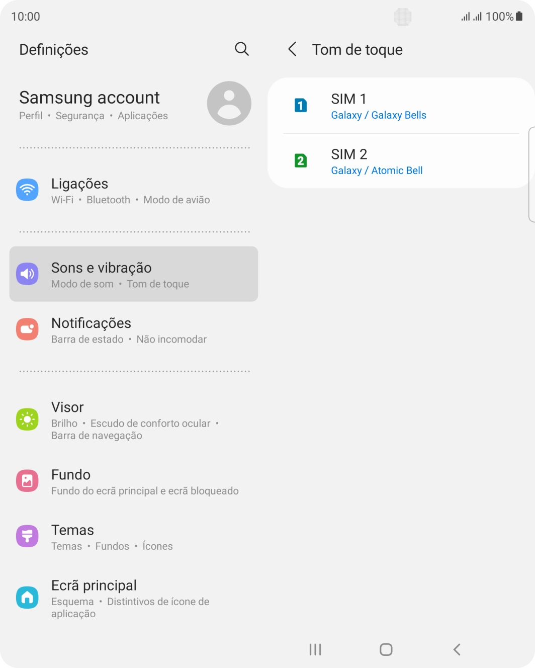 Prima o cartão SIM pretendido.