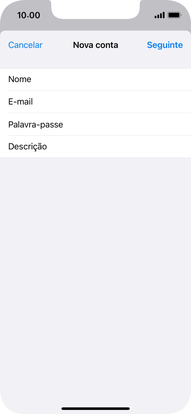 Prima Descrição e introduza o nome pretendido da conta de e-mail.