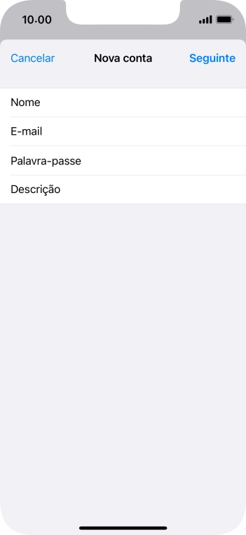 Prima Descrição e introduza o nome pretendido da conta de e-mail.