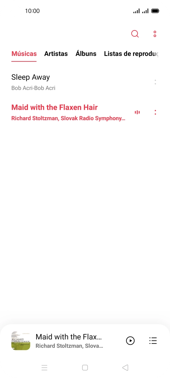 Prima a categoria pretendida e dirija-se ao ficheiro de música pretendido.