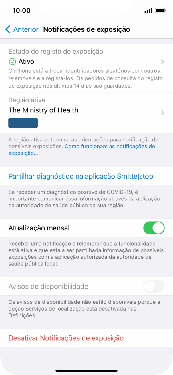 Prima Estado do registo de exposição.