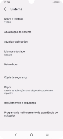 Prima Atualização do sistema. Se existir uma nova versão de software disponível, será agora indicado no ecrã. Siga as indicações no ecrã para atualizar o software do telefone.