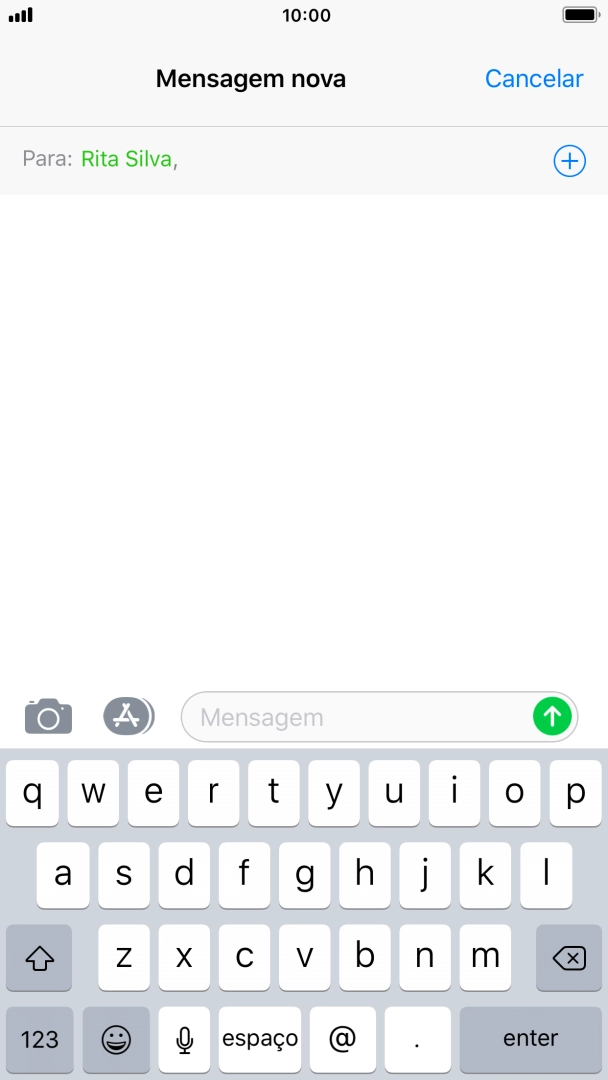 Prima o campo de escrita e escreva o texto da sua mensagem curta.