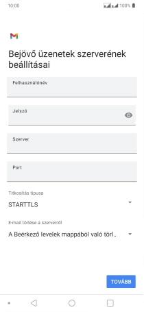 Kattints a „Felhasználónév” alatti mezőre, és írd be az e-mail-fiókodhoz tartozó felhasználónevet.