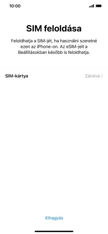 Válaszd a SIM-kártya lehetőséget.