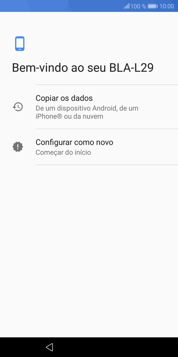 É possível transferir conteúdo de outro telefone quando o telefone for ativado antes da primeira utilização e quando o telefone tiver sido reiniciado. Quando esta imagem for mostrada no ecrã, o telefone está pronto para transferir conteúdo de outro telefone.
