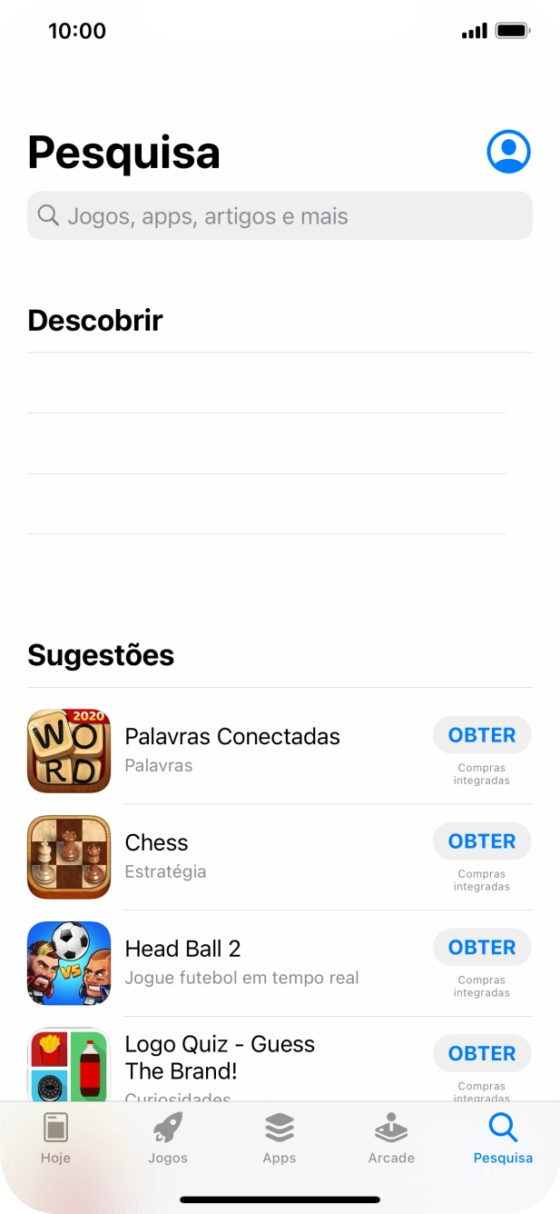 Prima o campo de pesquisa e introduza o nome ou categoria da app pretendida.