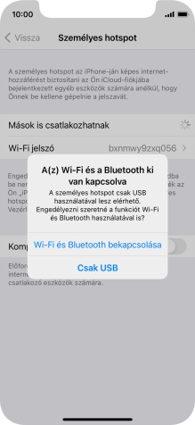 Amennyiben be van kapcsolva a Wi-Fi, válaszd a Wi-Fi és Bluetooth bekapcsolása lehetőséget.