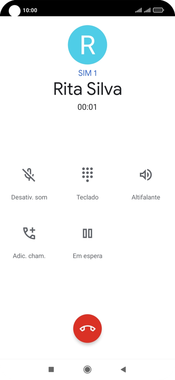 Prima o ícone para terminar a chamada.