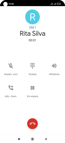 Prima o ícone para terminar a chamada.
