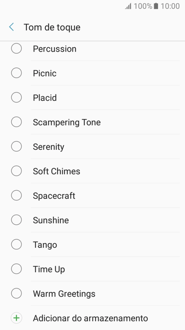 Prima Adicionar do armazenamento.