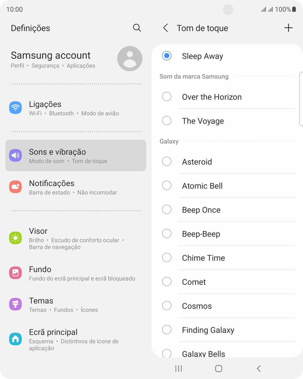 Prima a tecla de início para terminar e voltar ao ecrã inicial.