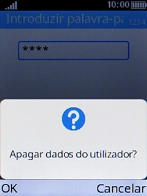 Prima a tecla de seleção esquerda para confirmar. Aguarde um momento enquanto o telefone restabelece as definições originais. Siga as indicações no ecrã para configurar o telefone de modo que este fique pronto a ser utilizado.