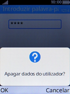 Prima a tecla de seleção esquerda para confirmar. Aguarde um momento enquanto o telefone restabelece as definições originais. Siga as indicações no ecrã para configurar o telefone de modo que este fique pronto a ser utilizado.