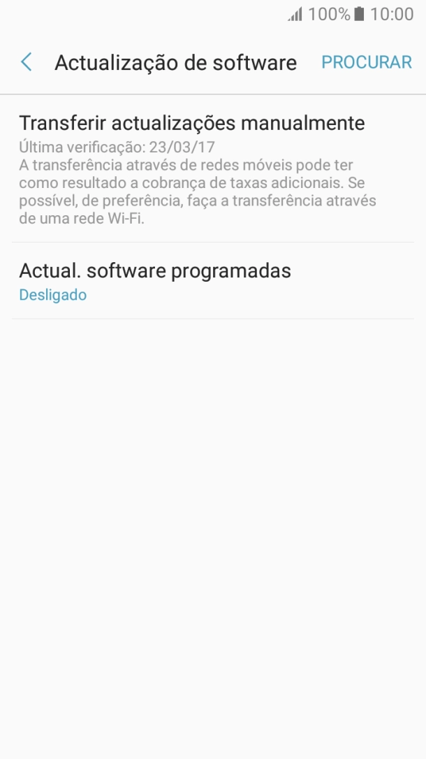 Prima Transferir actualizações manualmente. Se existir uma nova versão de software disponível, será agora indicado no ecrã. Siga as indicações no ecrã para atualizar o software do telefone.